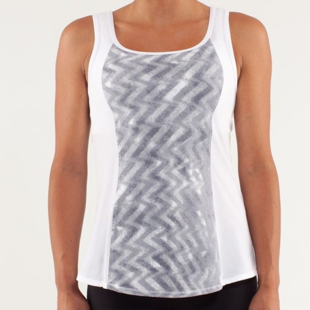 Lululemon Run: Speed Squad Grey & White Athletic Tank Top Size 6